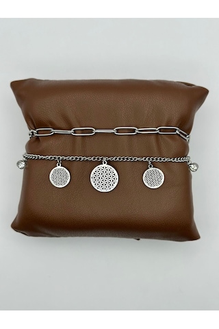 Arnes Jewelry Çelik Silver Zirkon Taşlı Bileklik Ar90 Silver