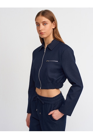 Dilvin Fermuarlı Bomber Ceket Lacivert