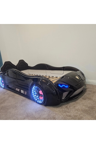 Lambo - Kapıları Açılır Arabalı Yatak - Koltuklu, Siyah Tek Kişilik