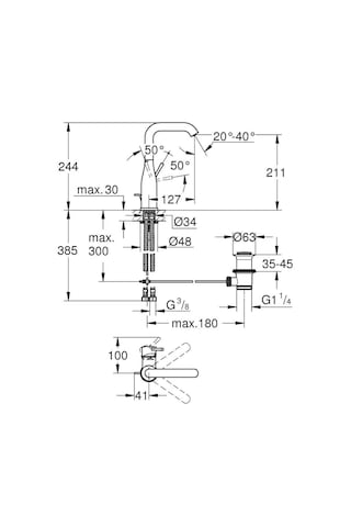 Grohe Essence Tek Kumandalı Lavabo Bataryası 1/2" L-Boyut - 24174GN1 Altın