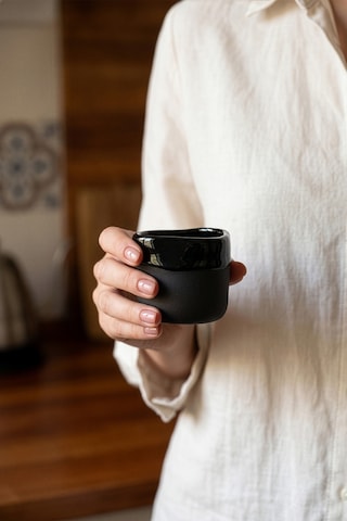 Must Siyah/mavi Stoneware Hareli El Yapımı Mug & Türk Kahvesi Karışık 2li Set 8636 Siyah Mavi
