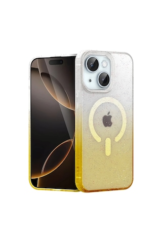Apple Apple iPhone Uyumlu 14 Pummel Shiny Magsafe Kapak - Gold