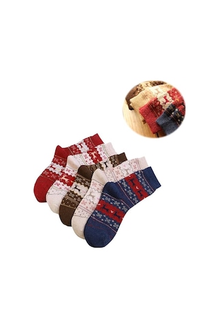 Çift Kadın Yün Çorap, Sıcak Kış Çorapları, Geyik Boynuzu Tasarımıyla Kalın, Noel İçin İdeal