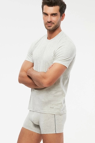 Kom James Bisiklet Yaka 2'li Erkek Tshirt - Gri