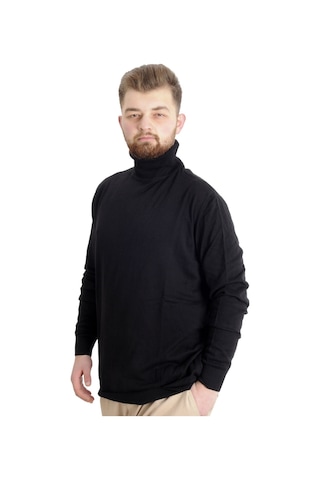 Mode Xl Büyük Beden Erkek Kazak Balıkçı Yaka 22205 Siyah 001