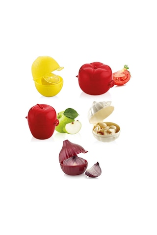 Porsima L-00393 5 Li Kilit Kapaklı Limon Sebze Saklama Kabı Seti