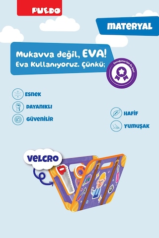 Puedo Meslekler Cırtlı Eşleştirme Oyunu Eva Çantalı Eğitici Oyuncak 3+ 36 Parça Set