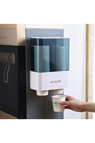 Qingmipy Duvar Montlu Otomatik Bardak Alıcı - Tek Kullanımlık Bardak Rafı, Ev İçin Pratik Su Bardak Tutucu, Beyaz Diğer