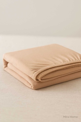 Tek Kişilik Düz Penye %100 Pamuklu Lastikli Çarşaf 100x200 Cm Newsheet Kahverengi Renkli