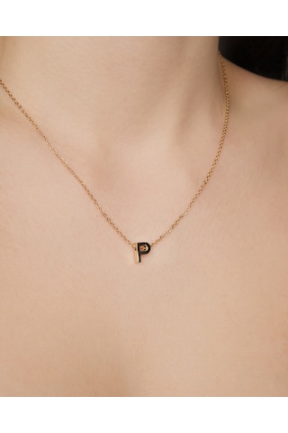 Lekka Design Kadın Kararmaz Çelik Takı P Harf Kolye