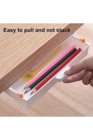 Gri Gizli Masa Çekmecesi Kendinden Yapışkanlı Plastik Makyaj Takı Masası Depolama Çekmecesi Mutfak İçin