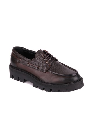 Shoetyle - Kahverengi Hakiki Deri Bağcıklı Erkek Günlük Ayakkabı 115-k512-1326 Kahve Rengi