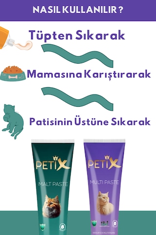 Petix Multivitamin ve Tüy Yumağı Önleyici Kedi Malt Macunu 100 G