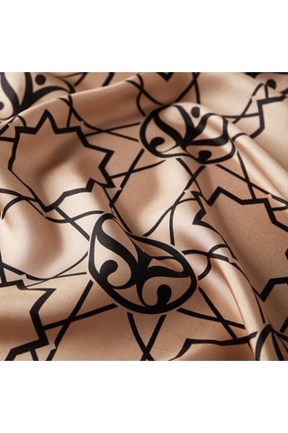 İpekevi Twill İpek Eşarp - Seljuk Monogram - Vizon Siyah - Gri