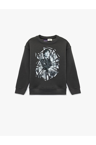 Koton Lisanslı Wednesday Baskılı Uzun Kollu Bisiklet Yaka Oversize Sweatshirt Antrasit 6wkg10555ak Antrasit