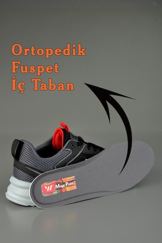 Esnek Ortopedik İç Tabanlı Hafif Siyah Spor Ayakkabı Magg Point Siyah Anorak Siyah