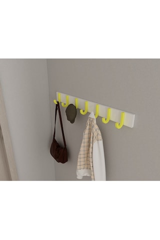 Hepsi3boyutlu Modern Duvar & Kapı Baston Askılık - 7 Adet Sarı J Askılık - Model No : 6 Sarı