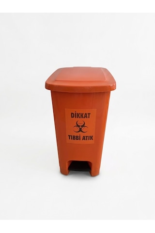 Tıbbi Atık Kovası 60 L Slim Pedallı İç Kovasız Turuncu