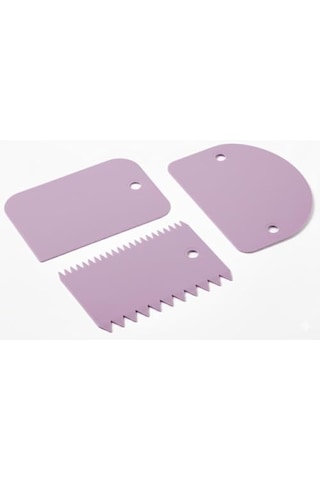 3 Lü Hamur Kazıyıcı Ve Şekillendirici Set Pasta Spatulası Seti Kek Kreması Düzleştirici, Hamur Kesici, Fondan Şekillendirici, Dişli Kenar Dekor Aparatı
