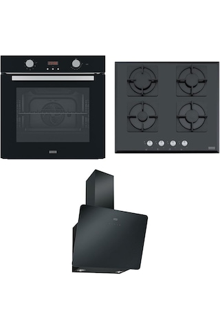 Franke FSL 86 H BK - FHNS 604 4G BK C - FPJ 615 V BK A Siyah Ankastre Set
