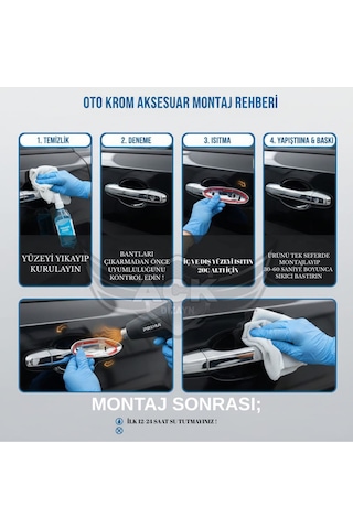 Ford Fiesta 2008-2017 Araca Özel Krom Cam Çıtası + Krom Kapı Kol 2'li Set A+ Paslanmaz Çelik