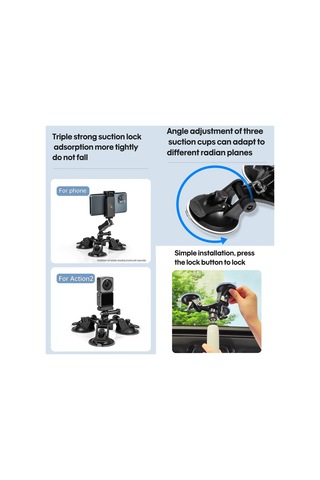 Neevoyu Üç Ayaklı Süngerli Araç Stantı: Telefon Tutucu, Spor Kamera Adaptörü İle İphone, Gopro, Insta360 Ve Kameralar İçin Dayanıklı Alüminyum Ve Plastik Yapı