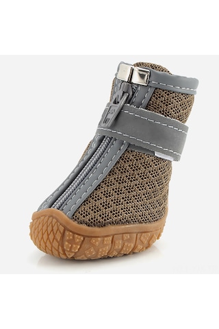 Geekyou Küçük Köpekler İçin Hava Geçirgen Dağcılık Botları, Yansıtıcı Şeritli, Kaymaz Önlüğü, 4 Adet, Kahve Renkli 4