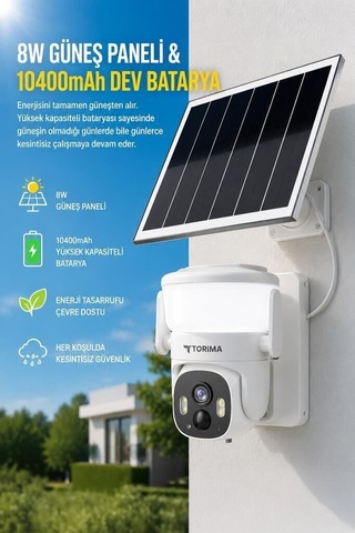 Premium Güneş Enerjili Dış Mekan Kamerası Cmr30 Beyaz Güvenlik Sistemi Duvar Kamera