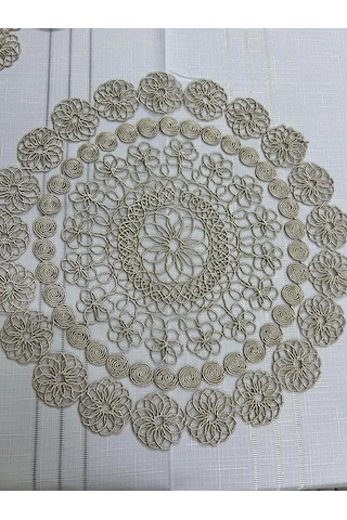 Nivemeshome Bej Örme Takım 7 Parça Sunumluk Seti Runner + Supla 6 Adet Bej