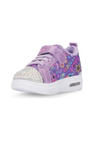 4001 Kız Bebek Keten Işıklı Sneaker Lila