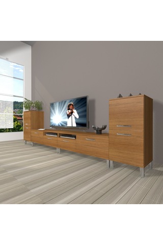 Decoraktiv Eko 9220 Slm Krom Ayaklı Tv Ünitesi Tv Sehpası Ceviz