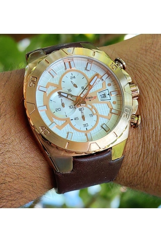 G-force Js15 Orjinal Miyota Mekanizma Rosegold Kahve Erkek Kronograf Kol Saati Lüks Kutulu Rose Gold