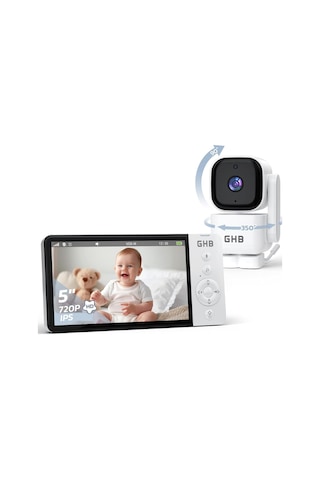 Bebek Monitörü Kamera, 5 Inç 720p Hd, 350 Dönüş, 5000 Mah, Gece Görüşü, Vox Modu