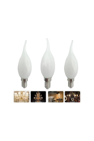 3 Adet Çok Kaliteli E14 Duy 5 Watt, 6400 Kelvin Beyaz Işık Led Ampul, Avize, Şamdan Ampulü Mum Ampul
