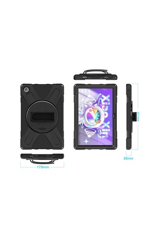 Lenovo Uyumlu Tab M10 Plus Tb-125f/tb128f 3.nesil 10.6 İnç Kılıf Ultra Koruma Zırh Askılı Silikon Tablet Kılıfı