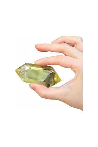 Doğal Çift Uçlu Limon Kuvars Taşı 100 Gr Enerji Dengeleyici Kristal Kuvars