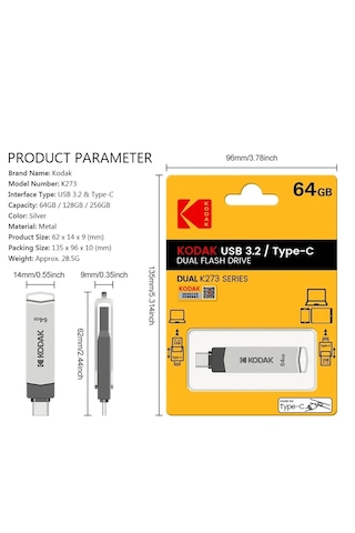 Kodak 64gb.typec Usb 3.2 Apple Uyumlu iPhone 15  Ve Type-c Girişli Tüm Cihazlar