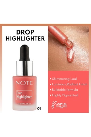 Note Cosmetics Drop Highlighter 01 Pearl Rose Işıltılı Likit Aydınlatıcı Genel