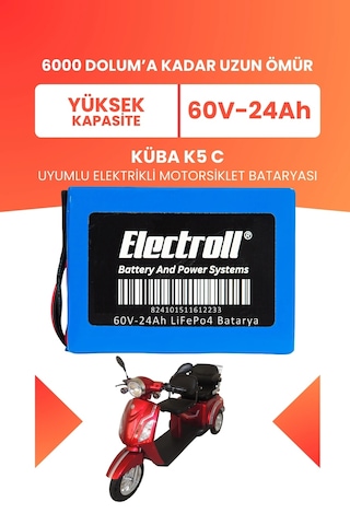 Küba K5 C Uyumlu Batarya Yüksek Kapasite Lifepo4 60v 24ah Elektrikli Motosiklet Bataryası