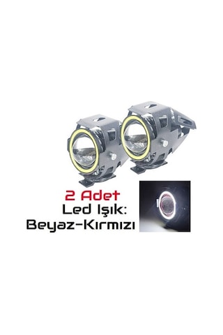 U7 MOTOSİKLET SİS FAR LED MERCEKLİ ANGEL LED (2 ADET) 3 MODLU