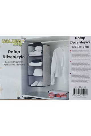 2 Adet 4 Raflı Dolap Düzenleyici 30x30x85 Cm Mavi
