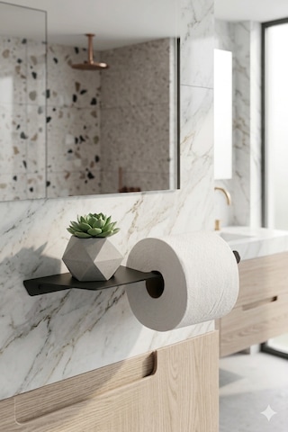 Telefon Raflı Siyah Metal Tuvalet Kağıtlığı Modern Wc Kağıt Tutucu Banyo Aksesuarı Siyah