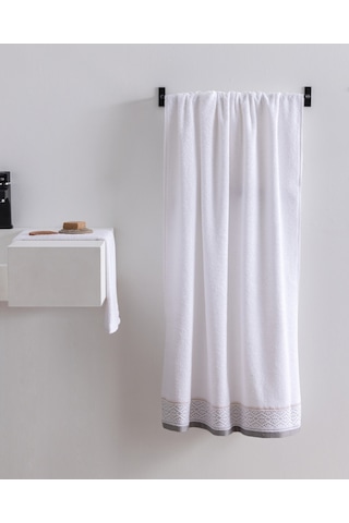 Alouette Pamuklu Banyo Havlusu - Beyaz/gri - 70x140 Cm 8684427297339 Çok Renkli