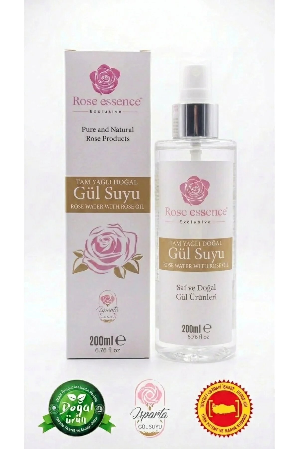 Tam Yağlı Gül Suyu 200 Ml Doğal Gül Suyu Ve Gül Yağı İçeren Özel Formül Yüz Toniği Ve Cilt Bakım Ürünü
