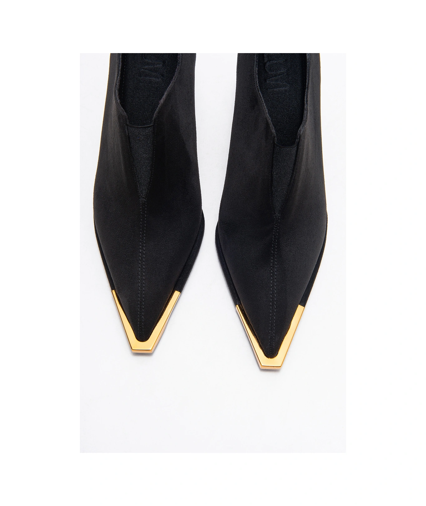 Nıva Siyah Süet Altın Detaylı Lastikli Kadın Bilekte Topuklu Ayakkabı SIYAH SUET