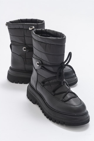 Luvishoes Weld Siyah Cilt Kadın Kar Botu Siyah