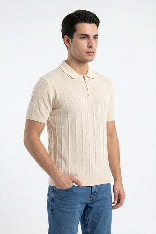 Baglan Erkek Spor Polo Yaka Triko Tişört Bgl-st05373 Ekru