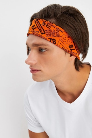 Erkek Pamuklu Penye, Kaymaz, Terletmez, Ultra Hafif, Spor Saç Bandı Bandana - Tek Ebat / Turuncu Turuncu