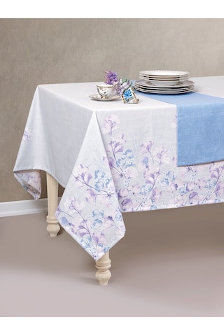 Cotton Box Baskılı Masa Örtüsü Seti Neva Gri 160x180