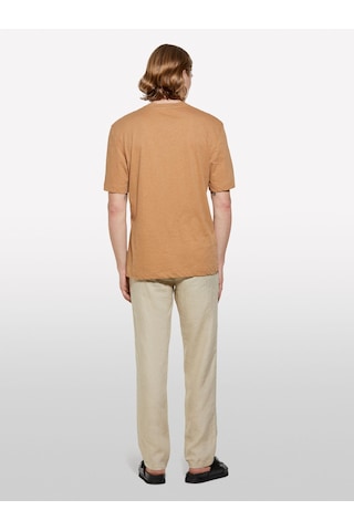 Sisley Keten Karışımlı Bisiklet Yaka Regular Fit T-shirt Erkek Kahverengi T-shirt - 325p3d8fs104l Taba